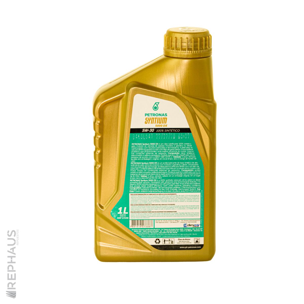 Aceite 5w30 Sintético Petronas Syntium 5000 Dx 4 LT – Rephaus